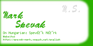 mark spevak business card